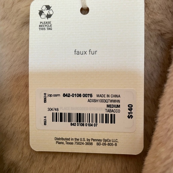 NWT Bomber Jacket Tobacco sherpa Lined Mid Length Size M - Picture 5 of 5